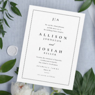 Simple Black and White Classic Wedding Invitation