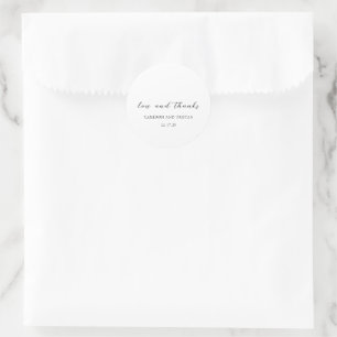 Simple Black and White Clean Wedding Classic Round Sticker