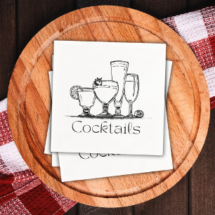 Simple Black and White Cocktails Napkin