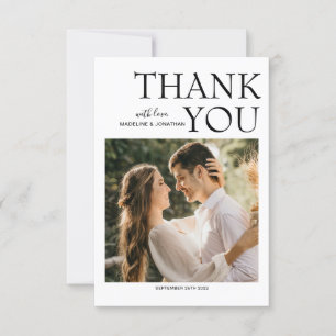 Simple Black and White Contemporary Photo Wedding Thank You Card
