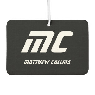 Simple Black and White Cool Personalized Monogram Air Freshener