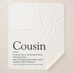 Simple Black and White Cousin Definition Sherpa Blanket