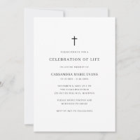 Simple Black and White Cross Celebration of Life