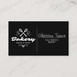 Simple Black and White Custom Bakery Business Card