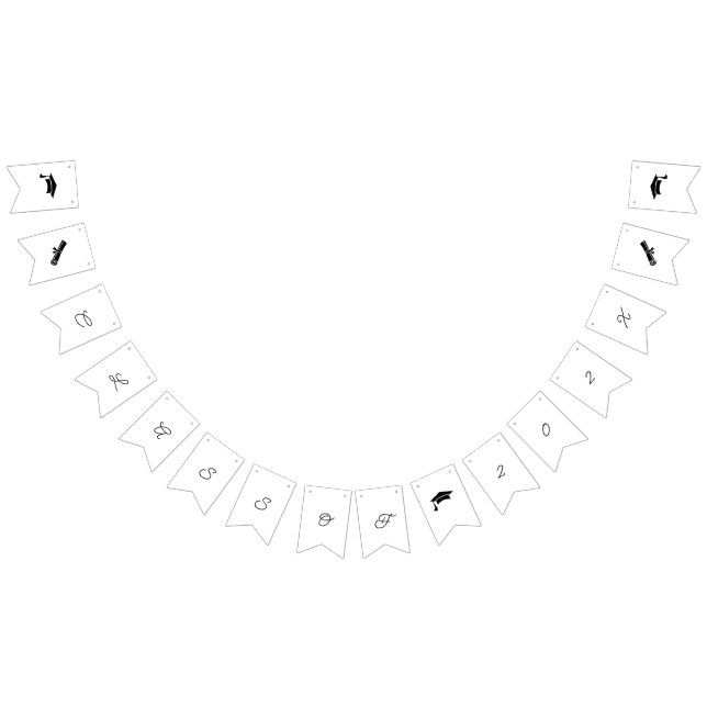 Simple Black And White Customizable Graduation Bunting Flags (All)