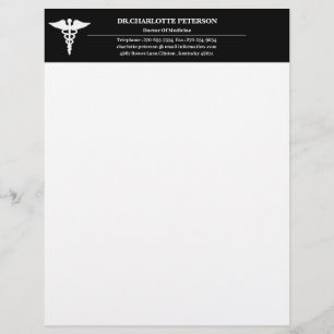 Simple Black And White Doctor  Letterhead