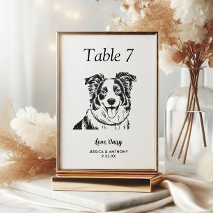 Simple Black and White Dog Wedding Table Number