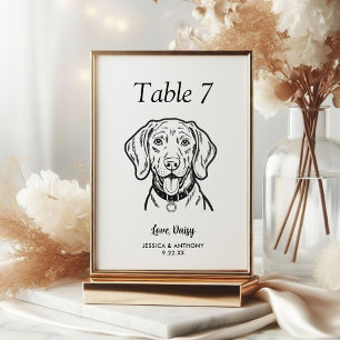 Simple Black and White Dog Wedding Table Number
