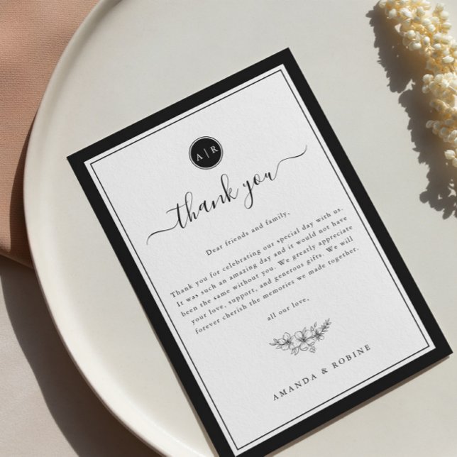 Simple Black and White Elegant  Thank You Card (Creator Uploaded)