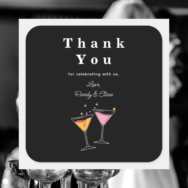 Simple Black and White Elegant Thank You Square Sticker (Creator Uploaded)