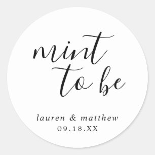 Simple Black and White Elegant Wedding Classic Round Sticker