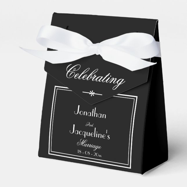 Simple Black And White Elegant Wedding          Favor Box (Front Side)
