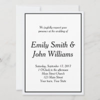 Simple Black and White Elegant Wedding Invitation