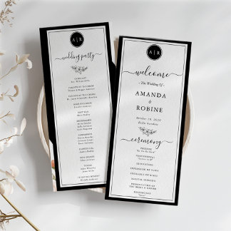 Simple Black and White Elegant Wedding Programs