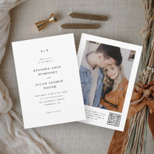 Simple Black and White Elegant Wedding QR code Invitation