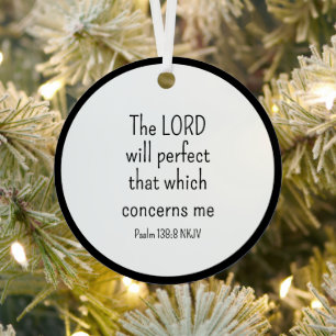 Simple Black and White Faith in God Bible Verse Metal Ornament