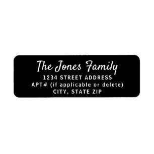 Simple Black And White Family Return Address Label
