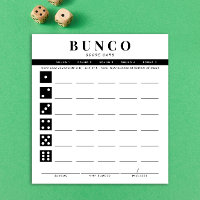 Simple Black and White Four Round Bunco Score Card