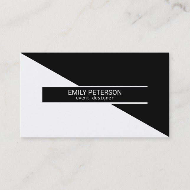 Simple Black And White Geometric Design Business Card (Front)