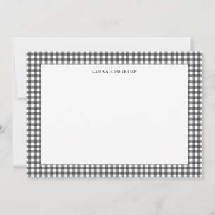 Simple Black and white Gingham personalized Thank You Card