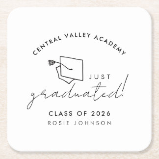 Simple Black and White Graduation Paper Coasters