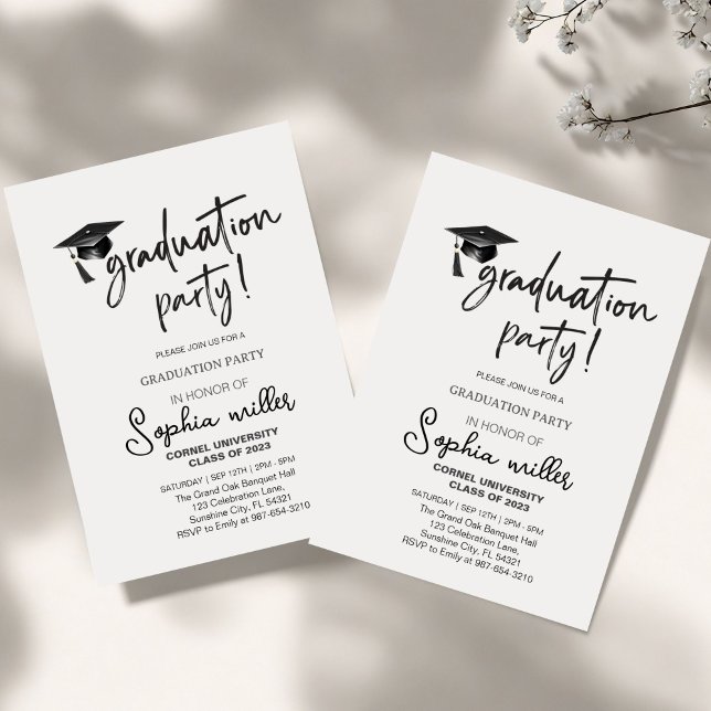 simple black and white Graduation, Party  Invitation (Creator Uploaded)