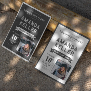 Simple Black and White Graduation Party Invitation