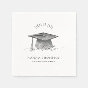 Simple Black and White Graduation Party Napkins