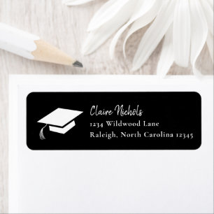 Simple Black and White Graduation Return Address