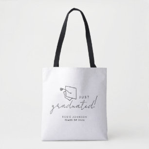 Simple Black and White Graduation Tote Bag Gift
