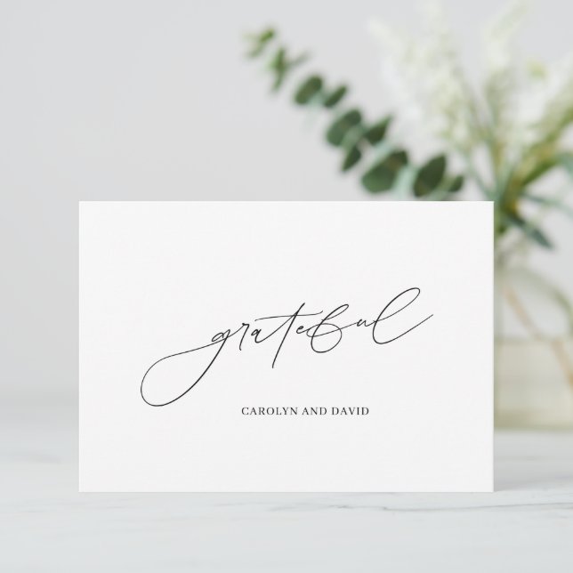Simple Black and White Gratitude Card (Standing Front)