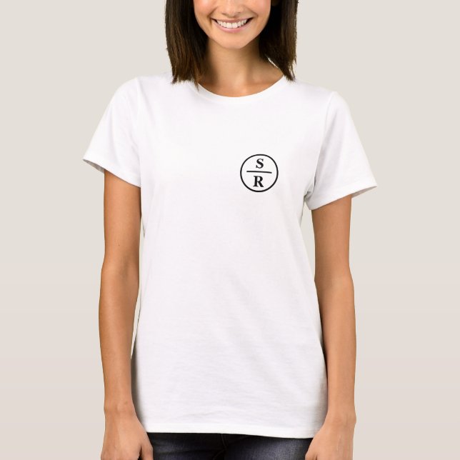 Simple Black and White Initials T-Shirt (Front)