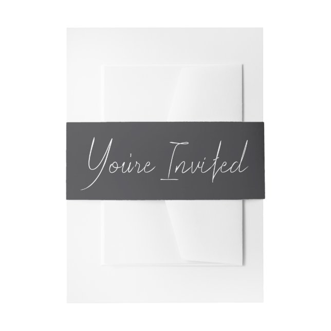 Simple Black and White Invitation Belly Band  (Front Example)