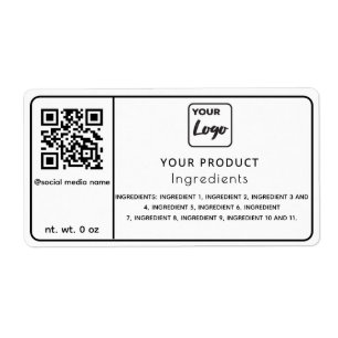 Simple black and white logo ingredients label