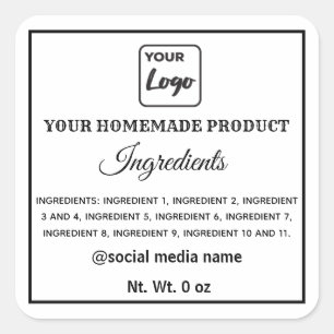 Simple black and white logo ingredients square sti sticker