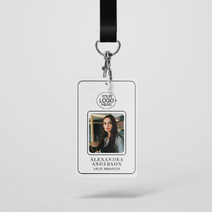 Simple Black and White Logo Photo Identification Badge