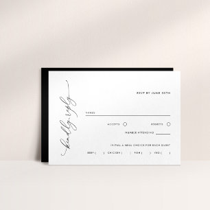 Simple Black and White Meal Choice RSVP Reply Card