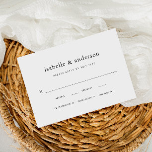 Simple Black and White Meal Choice Wedding RSVP Card