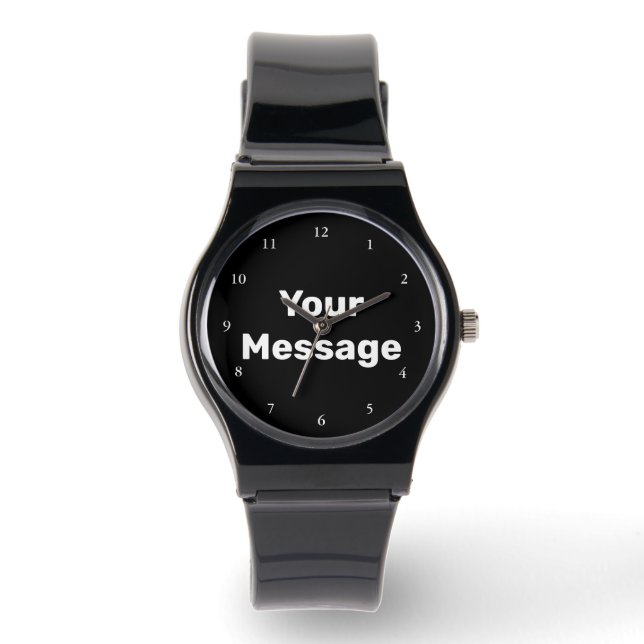 Simple Black and White Message Text Template Watch (Front)