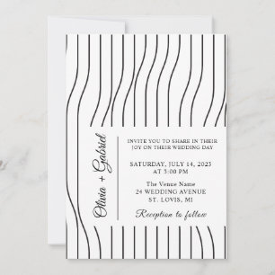 Simple black and white. Minimal formal Wedding  Invitation