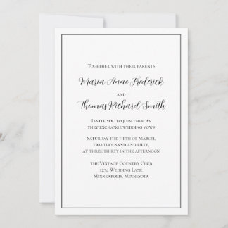 Simple Black and White Minimalist Calligraphy Invitation