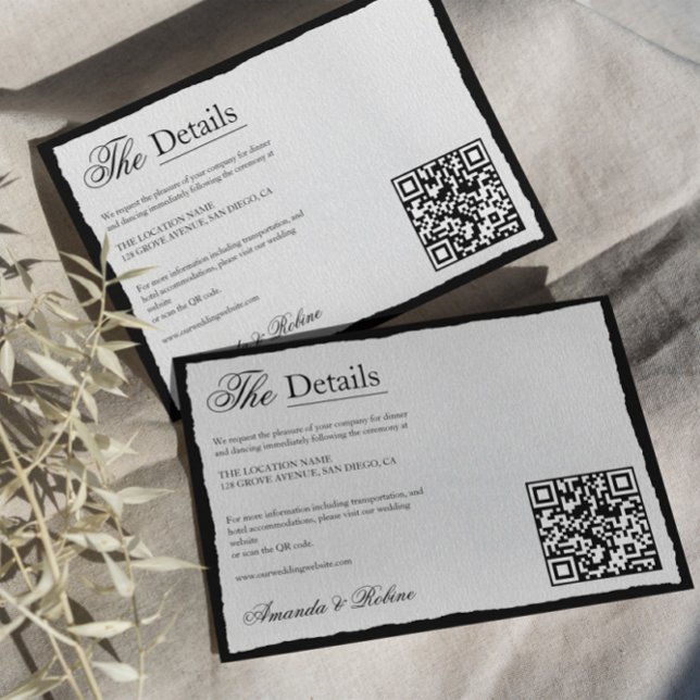 Simple Black And White Minimalist Details QR Code Enclosure Card (Creator Uploaded)