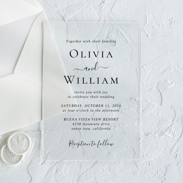 Simple Black And White Minimalist Wedding Acrylic Invitations (Make your wedding unforgettable with stunning acrylic invitations—modern, elegant, unique!)