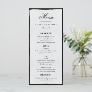 Simple Black And White Minimalist Wedding Menu