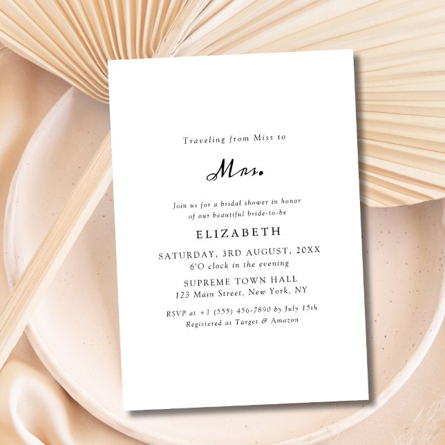 Simple Black and White Miss to Mrs Bridal Shower Invitation (Creator Uploaded)