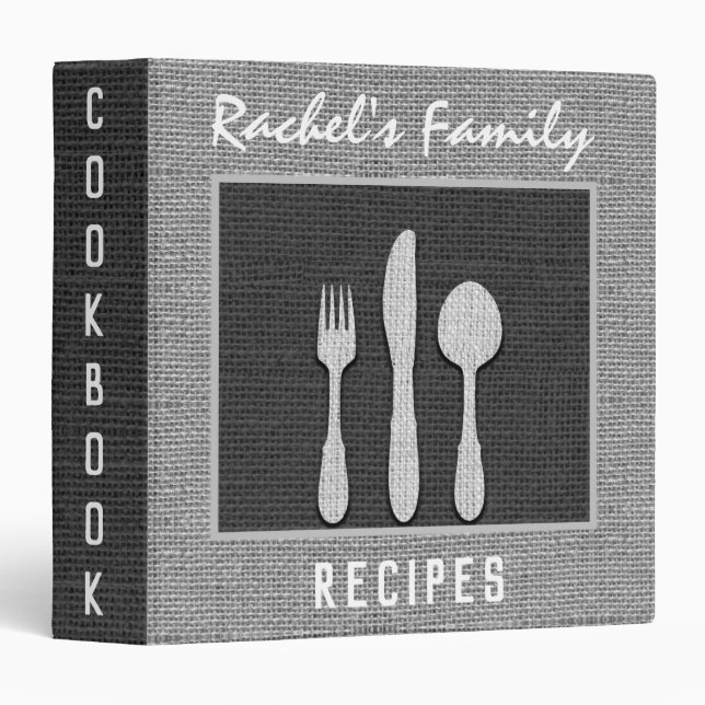 Simple Black and White Mode Recipe Cookbook Binder (Front/Spine)