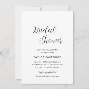 Simple Black and White Modern Bridal Shower Invitation