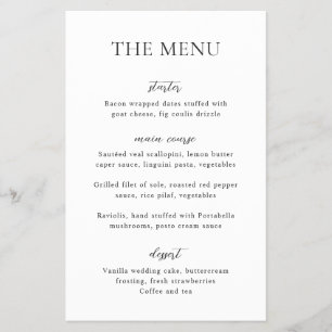 Simple Black and White Modern Budget Wedding Menu