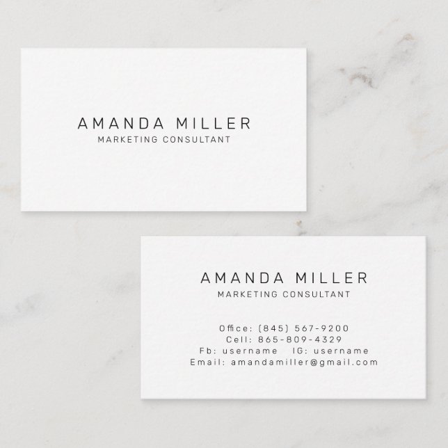Simple Black and White Modern  Business Card (Front/Back)