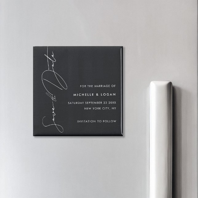 Simple Black and White Modern Handwritten Script Magnet (Creator Uploaded)